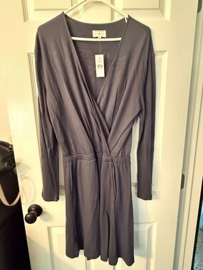 Lou & Grey Long Sleeve Wrap Dress in Slate Gray